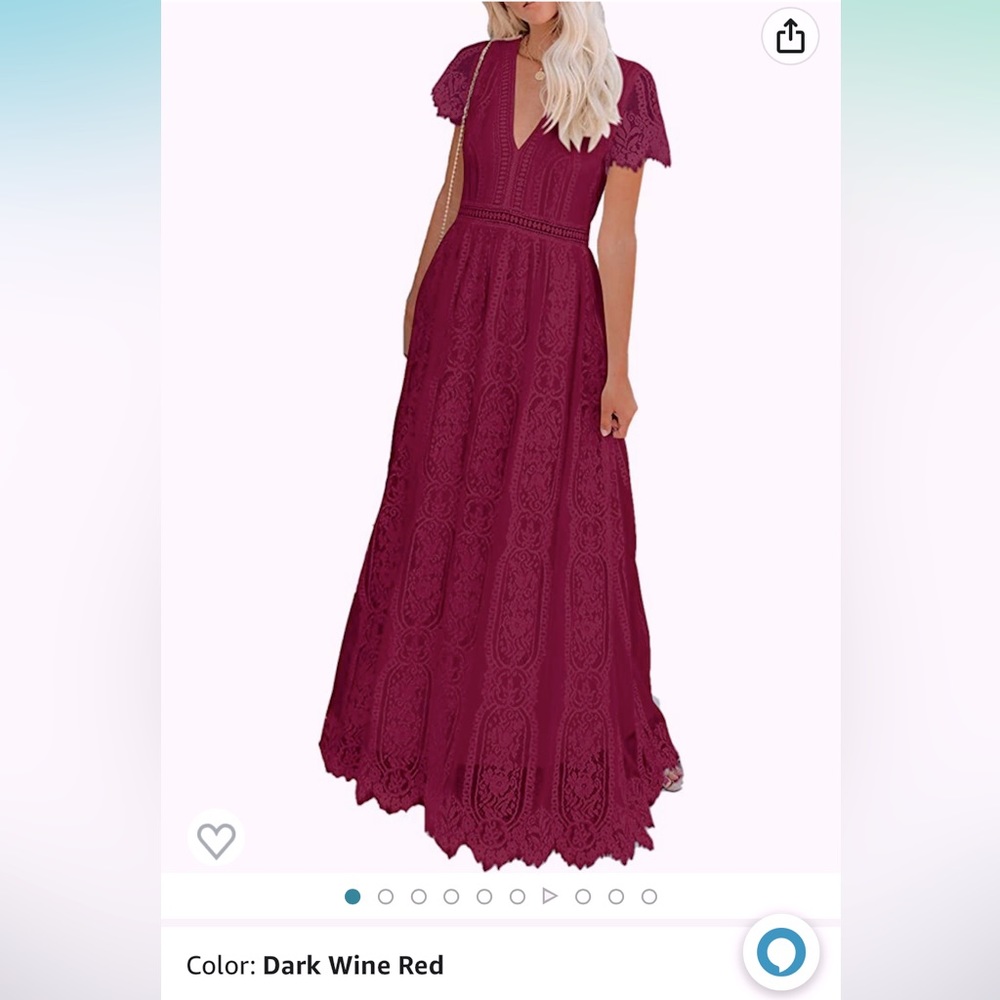 Boho gown, dark wine red